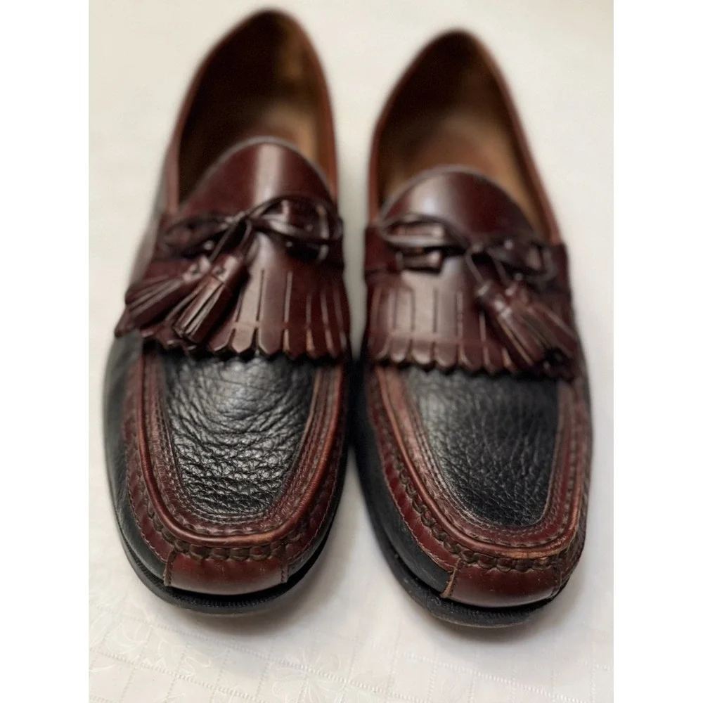 Johnston & Murphy Men Tassel Kiltie Loafers 10.5M Two Tone Brownish Black Preppy